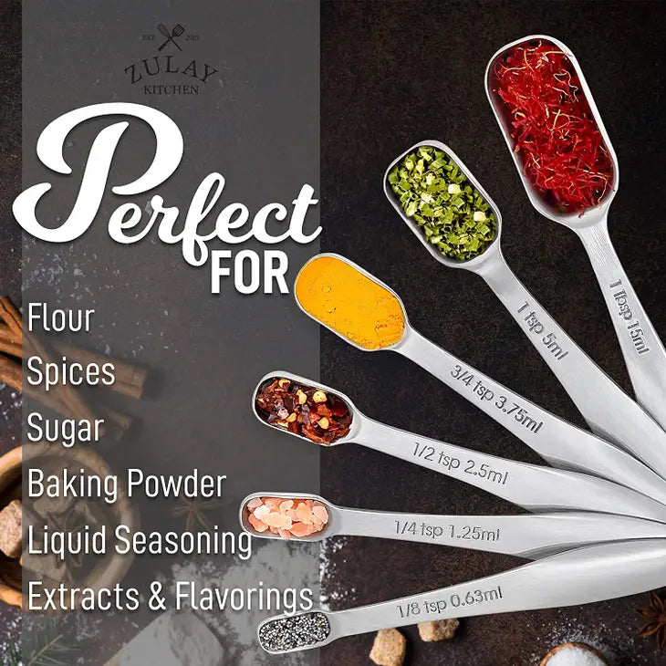 Stainless Steel Measuring Spoons - Slim Design