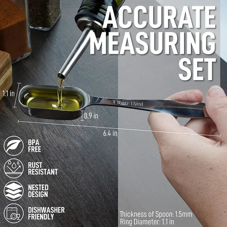 Stainless Steel Measuring Spoons - Slim Design
