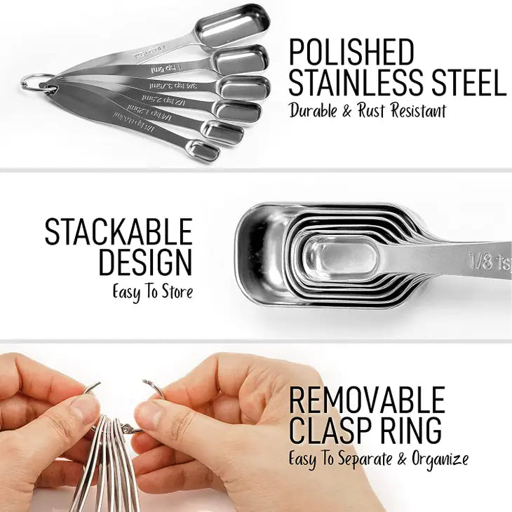 Stainless Steel Measuring Spoons - Slim Design
