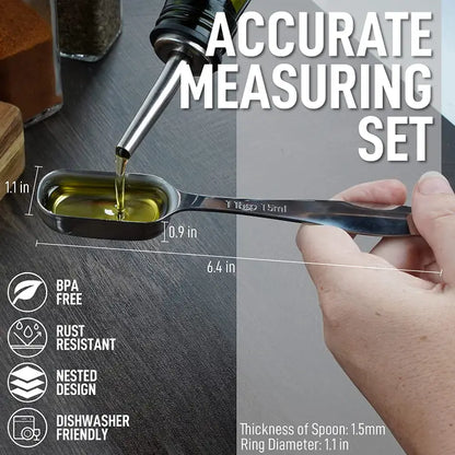 Stainless Steel Measuring Spoons - Slim Design